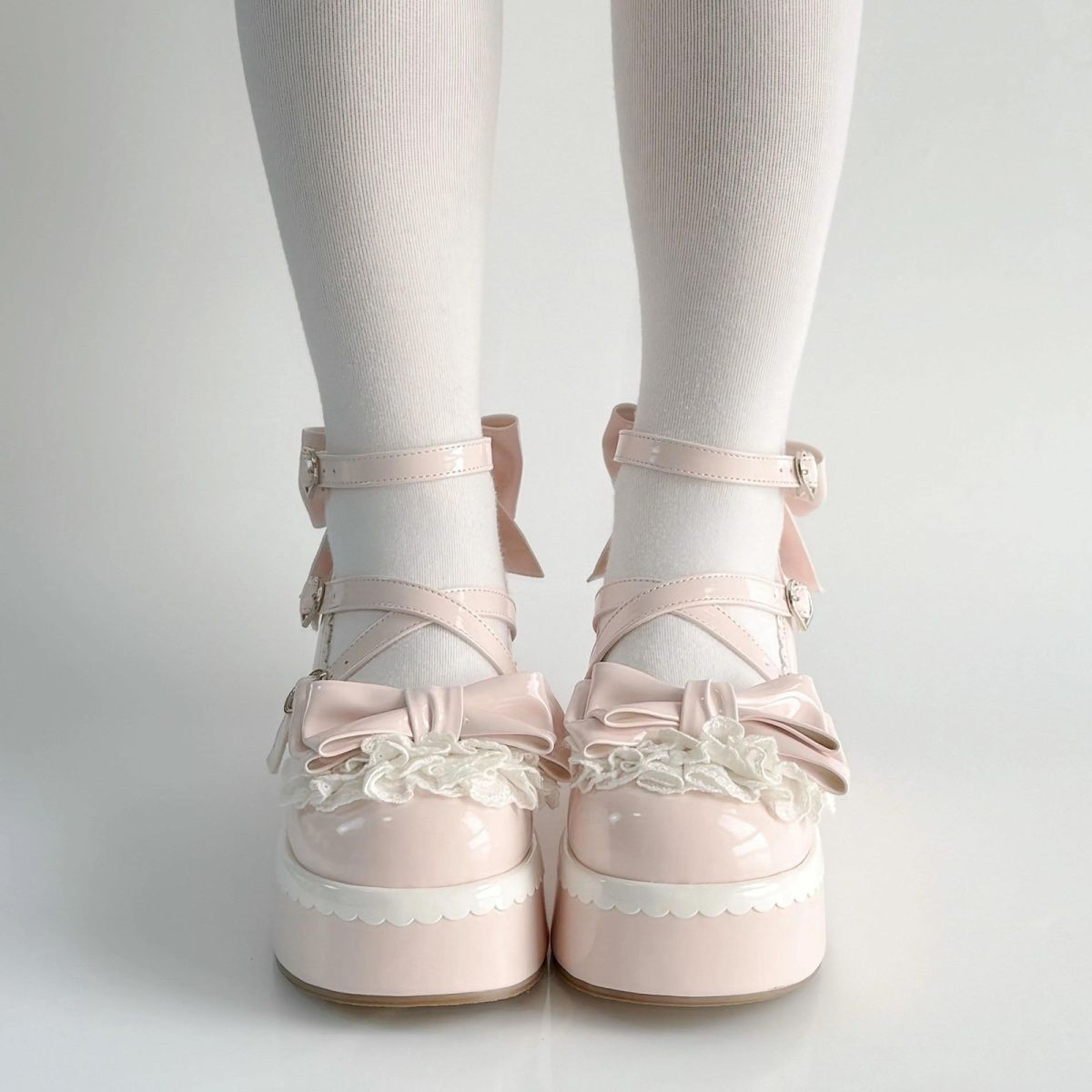 P lolita small leather shoes lolita shoes women's Japanese soft girl jk spring new platform bow Mary Jane shoes