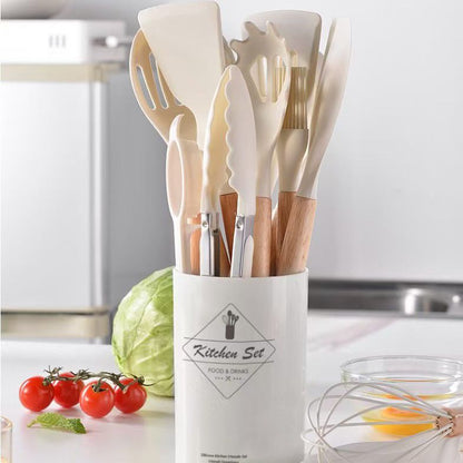 PP handle silicone kitchenware 12 piece set non-stick spatula cooking tools