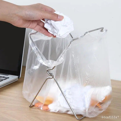 Stainless steel kitchen garbage rack, garbage bag rack, cloth rack, foldable storage rack, plastic bag rack, garbage bin bracket - Mixbatch