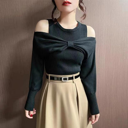 P bow knitted sweater top