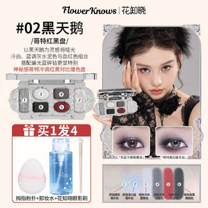 P Flower Knowledge Eyeshadow Disc Six Colors Swan Ballet Daily Comprehensive Disc Earth Pearl Matte Dopamine Bright Makeup