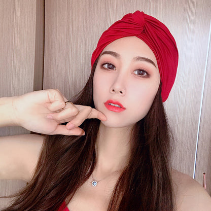 A korean new swim cap women's long hair fashion adult beach hat oversized bula head ladies hot spring swimming cap