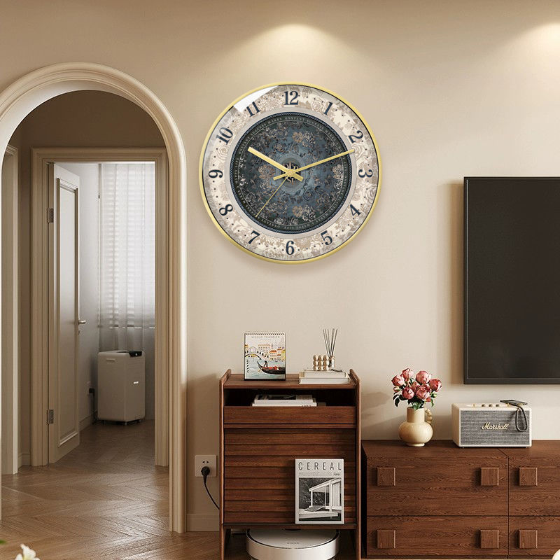[7819 people's collection] French classical light luxury living room clock hanging wall modern home retro restaurant 2024 new decorative art clock - Mixbatch