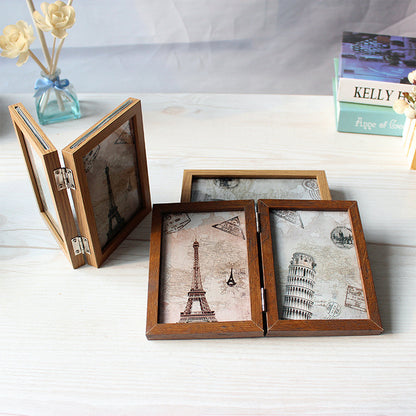 A retro American creative combination double folding double-sided glass photo frame table 6-inch 7-inch image frame pendulum