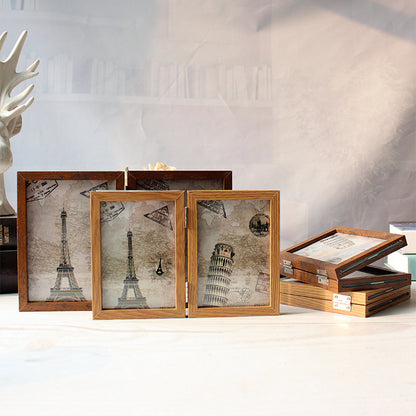 A retro American creative combination double folding double-sided glass photo frame table 6-inch 7-inch image frame pendulum