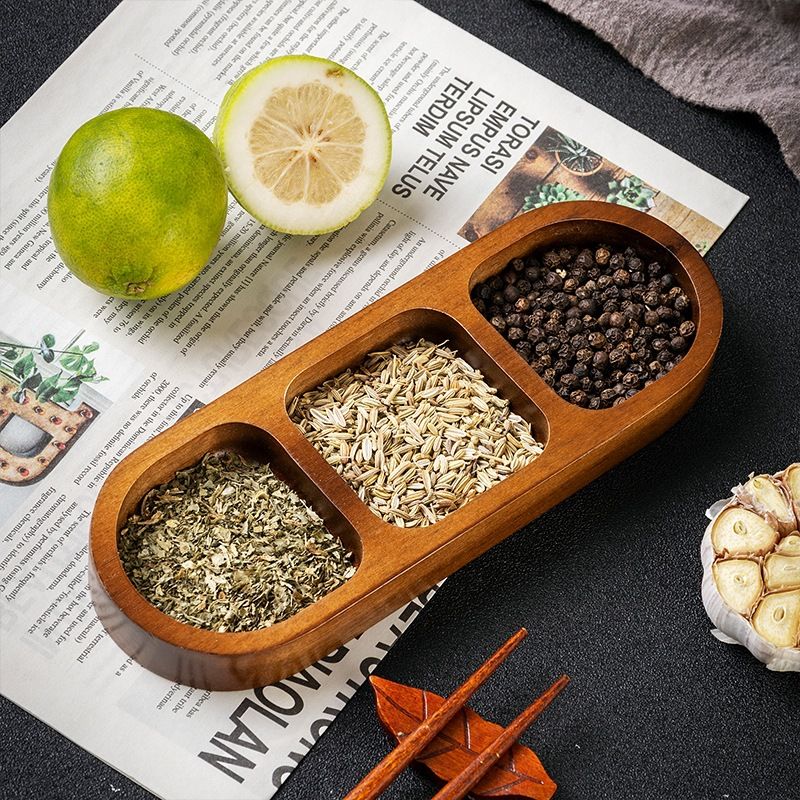 طبق نكهة مصنوع من خشب الأكاسيا، طبق وجبات خفيفة منزلي من الخشب الصلب