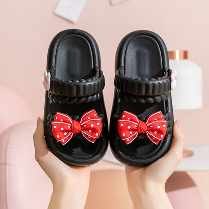 A girls sandals summer bow cute children slippers princess girl non-slip middle aged and older children two wear beach shoes