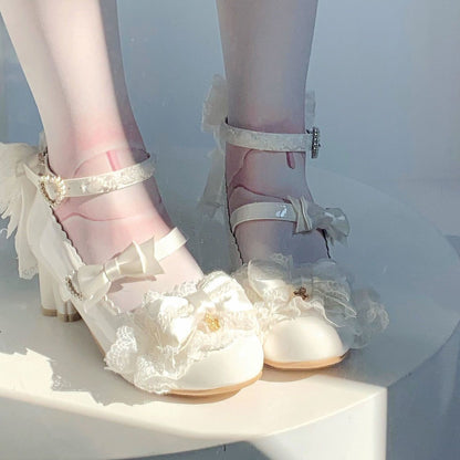 P lolita bow lace high heels