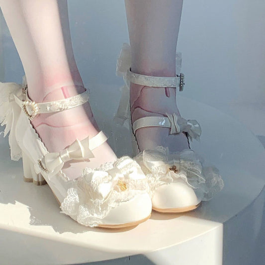 P lolita bow lace high heels