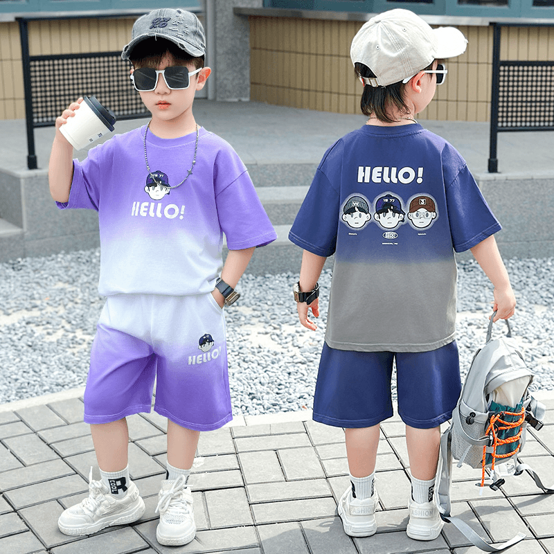 P Tongsen Children's Horse Children's Clothing Boys Short Sleeve T-Shirt Set