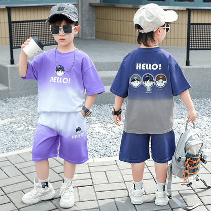 P Tongsen Children's Horse Children's Clothing Boys Short Sleeve T-Shirt Set