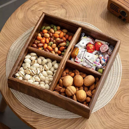 P Walnut Solid Wood Grid Dried Fruit Box