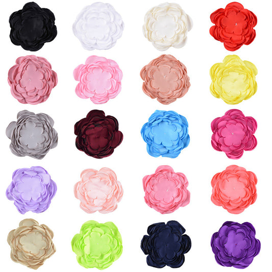 A handmade matte satin hand sewn 9 layers baked edge flower DIY hair accessories burned edge head flower accessories - Mixbatch