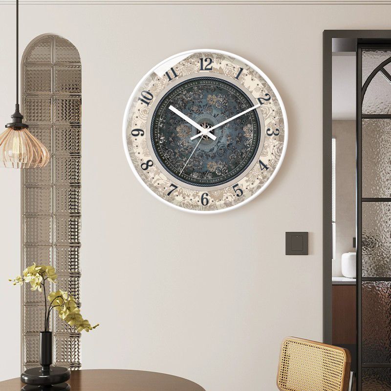 [7819 people's collection] French classical light luxury living room clock hanging wall modern home retro restaurant 2024 new decorative art clock - Mixbatch