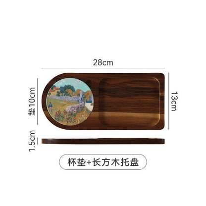 P Japanese style solid wood tray afternoon tea cake small plate