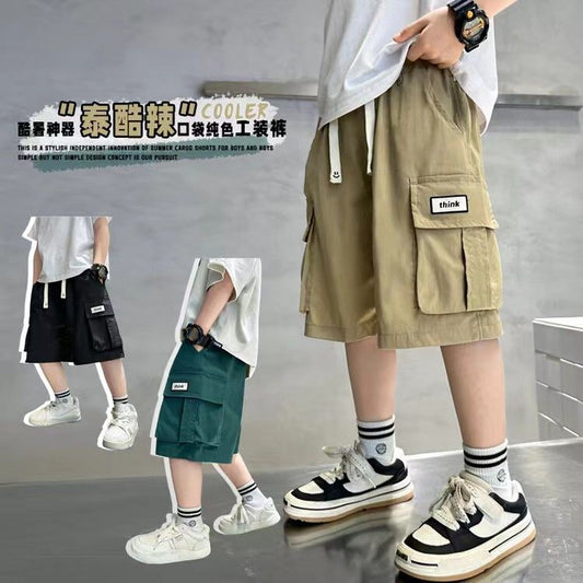 P boys tooling five-point pants summer new loose foreign style children's shorts summer casual children's boys pants