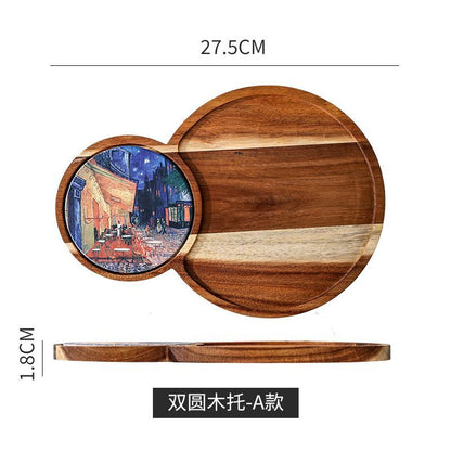 P Japanese style solid wood tray afternoon tea cake small plate