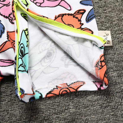 A a new conjoined baby cotton summer home clothes for boys and girls on behalf of INS thin climbing clothes with double zippers. - Mixbatch