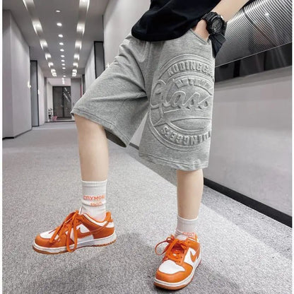 P children's clothing summer thin cotton medium and older children's five-point pants boys' medium pants summer clothing foreign style