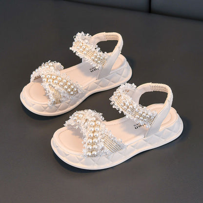 P summer new sandals girls open-toed Korean version princess small fragrant wind pearl single shoes trendy cute little big children's shoes