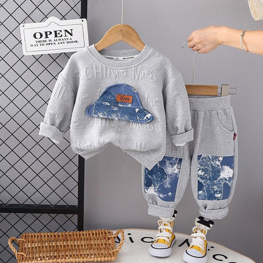 P baby spring and autumn split two-piece set of pure cotton