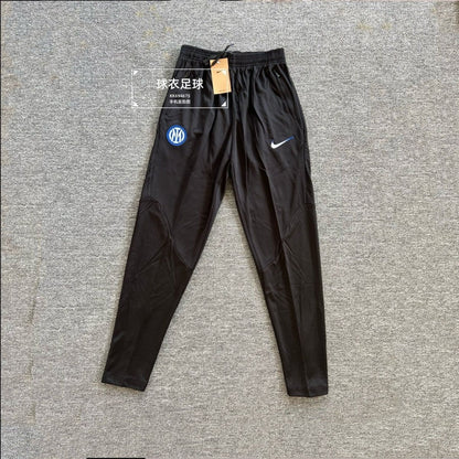 P Inter Milan Black Training Football Pants Running Casual Sports Pants Embroidered Pants Pocket Zipper