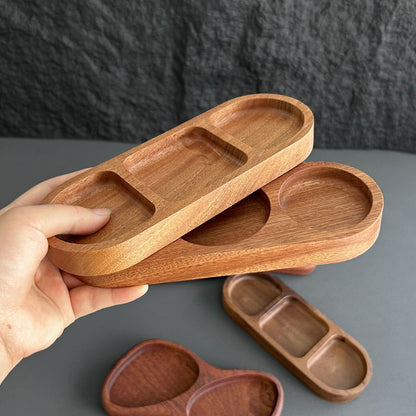 P Japanese-style solid wood tableware grid plate