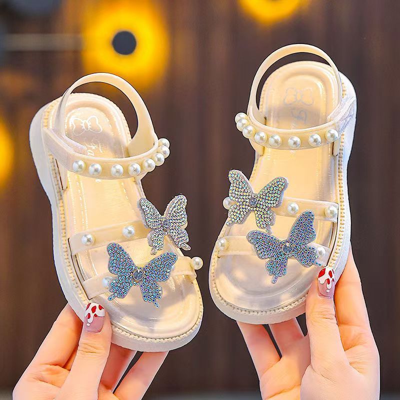 P summer new fashion children's high heels crystal princess shoes bag head middle and older children's performance shoes