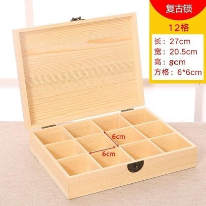 P large solid wood box multi-grid storage box tea gift box