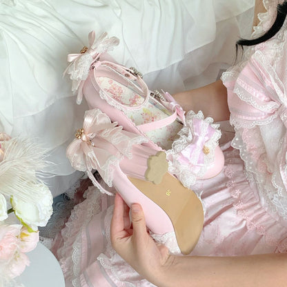 P lolita bow lace high heels
