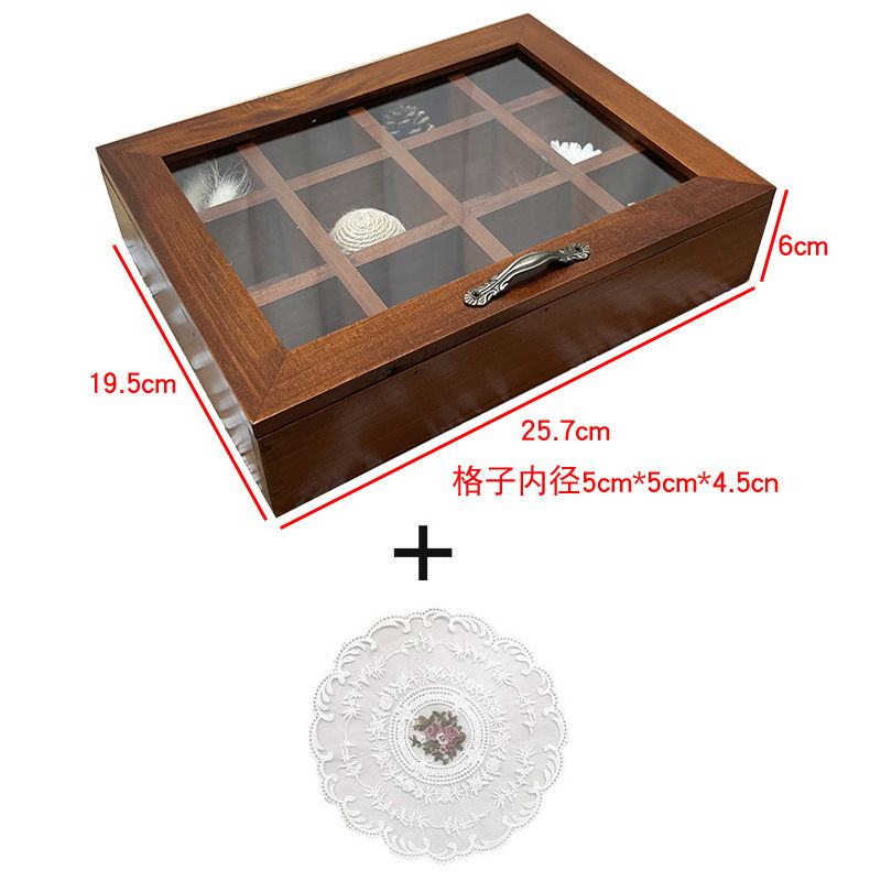 Desktop 9-grid solid wood storage box multi-function box