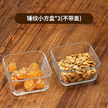 P Bamboo Wood Glass Fruit Snack Plate with Lid