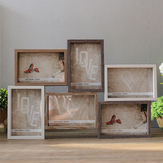 A retro American style wall decoration 6 grid 6 inch one-piece wall hanging photo frame image frame creative combination decorative photo wall
