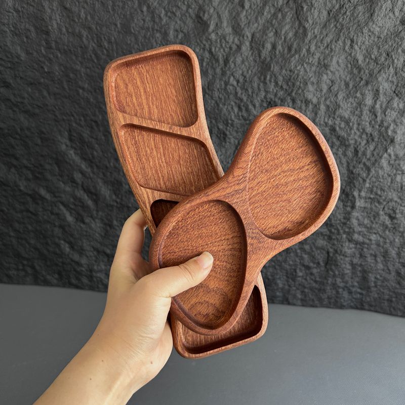 P Japanese-style solid wood tableware grid plate