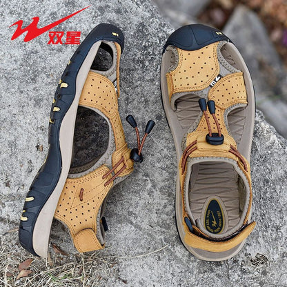 P men's sandals leather surface