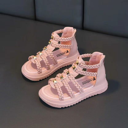 P new summer woven little girl baby princess roman shoes soft-soled open-toed children's sandals