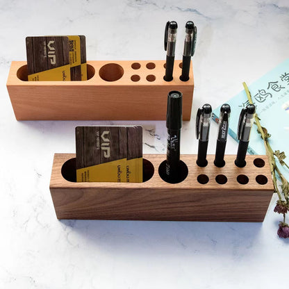 P Solid wood multi-functional pen holder