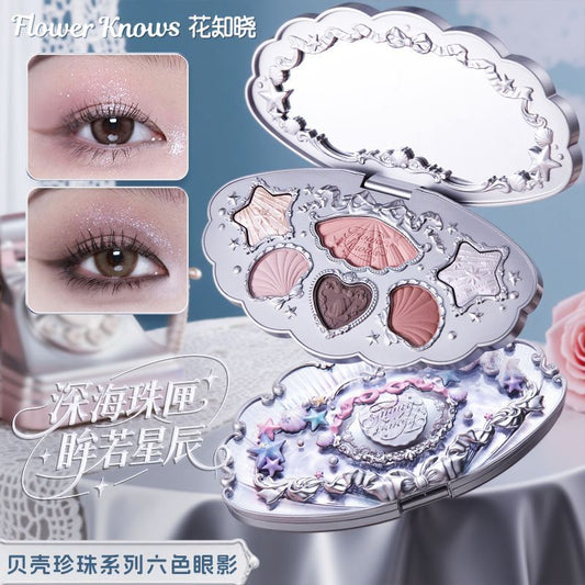P Flower Knowledge Shell Pearl Eyeshadow Matte Pearl Six Color Eyeshadow Comprehensive Daily Versatile Genuine New Product Genuine