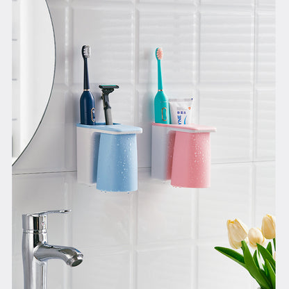 Internet celebrity upside-down magnetic brushing cups, mouthwash cups, wall-mounted household multi-functional toothpaste, toothbrushes, shelves, storage racks - Mixbatch