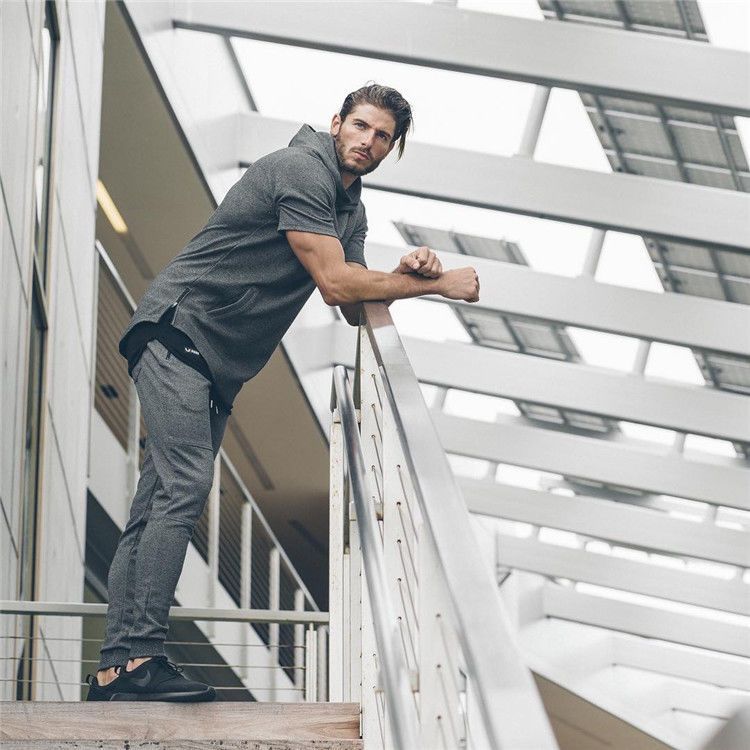 P Sports Men's Spring and Autumn Slim-fit Pants Running Training Tie Foot Embroidery Casual Elastic Slim-fit Cotton Pants