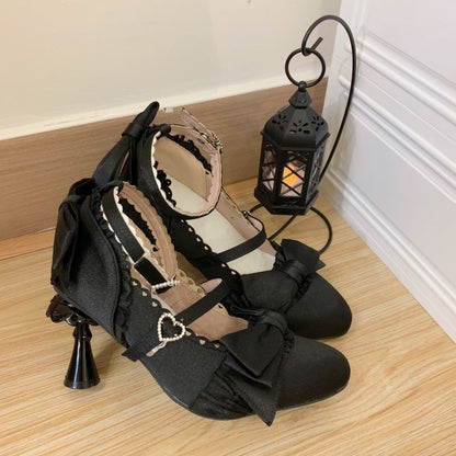 P lolita bow lace high heels