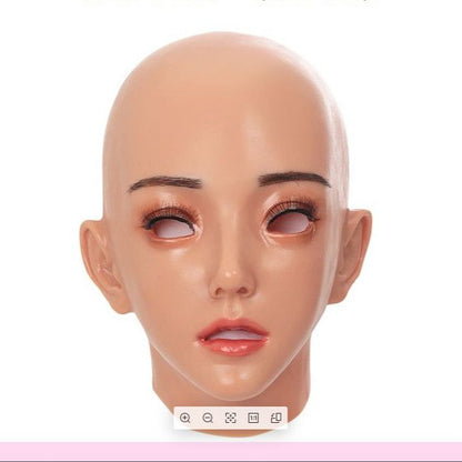 A art face silicone headgear full face cos simulation male to beautiful woman boss CD cross-dressing fake girl head makeup mask