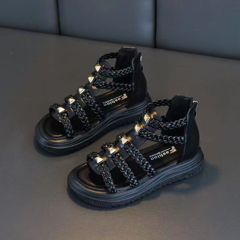 P new summer woven little girl baby princess roman shoes soft-soled open-toed children's sandals