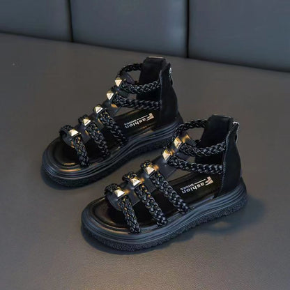 P new summer woven little girl baby princess roman shoes soft-soled open-toed children's sandals