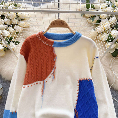 P knitted sweater long-sleeved top