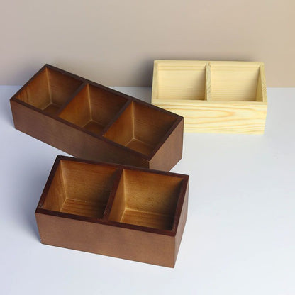 P Solid wood compartment storage box Item box