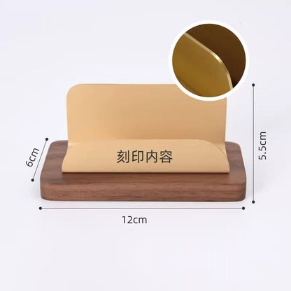 حامل عرض بطاقات العمل P، صندوق بطاقات عمل فاخر من الخشب الصلب والنحاس 