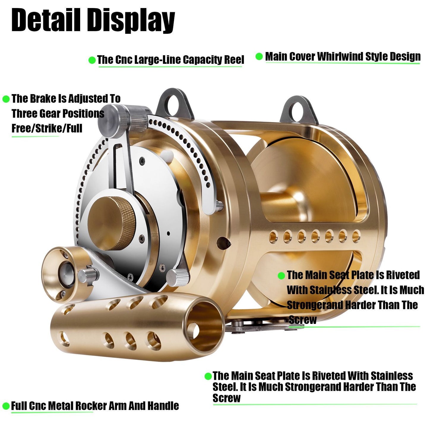 A oversized model all-metal drum CNC deep-sea iron plate steamer fishing sea fishing slow rock fishing giant golden gun wheel