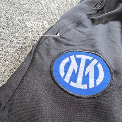 P Inter Milan Black Training Football Pants Running Casual Sports Pants Embroidered Pants Pocket Zipper