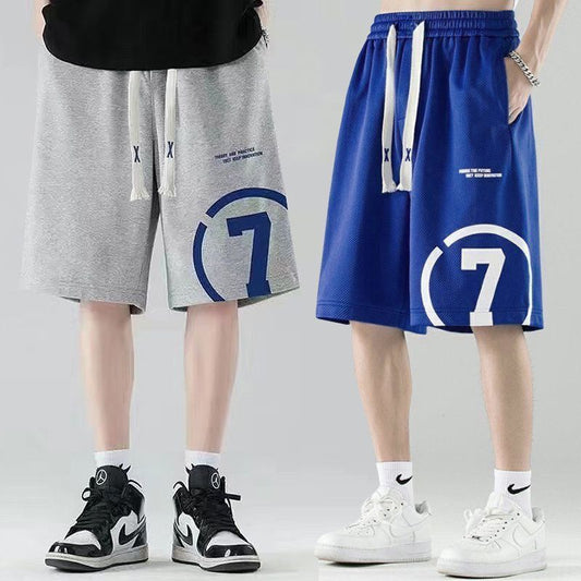 P boys summer Internet celebrity shorts medium pants cotton elastic five-point pants